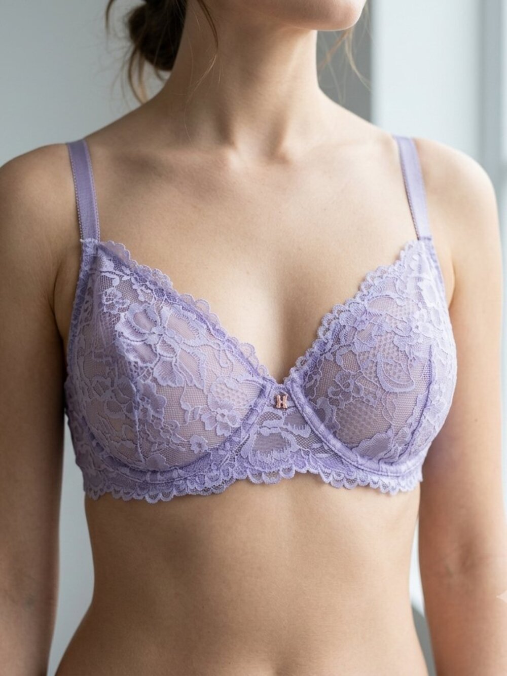 Savage X Fenty Lavender Floral Lace Unlined Bra Coquette Romanticcore 36D